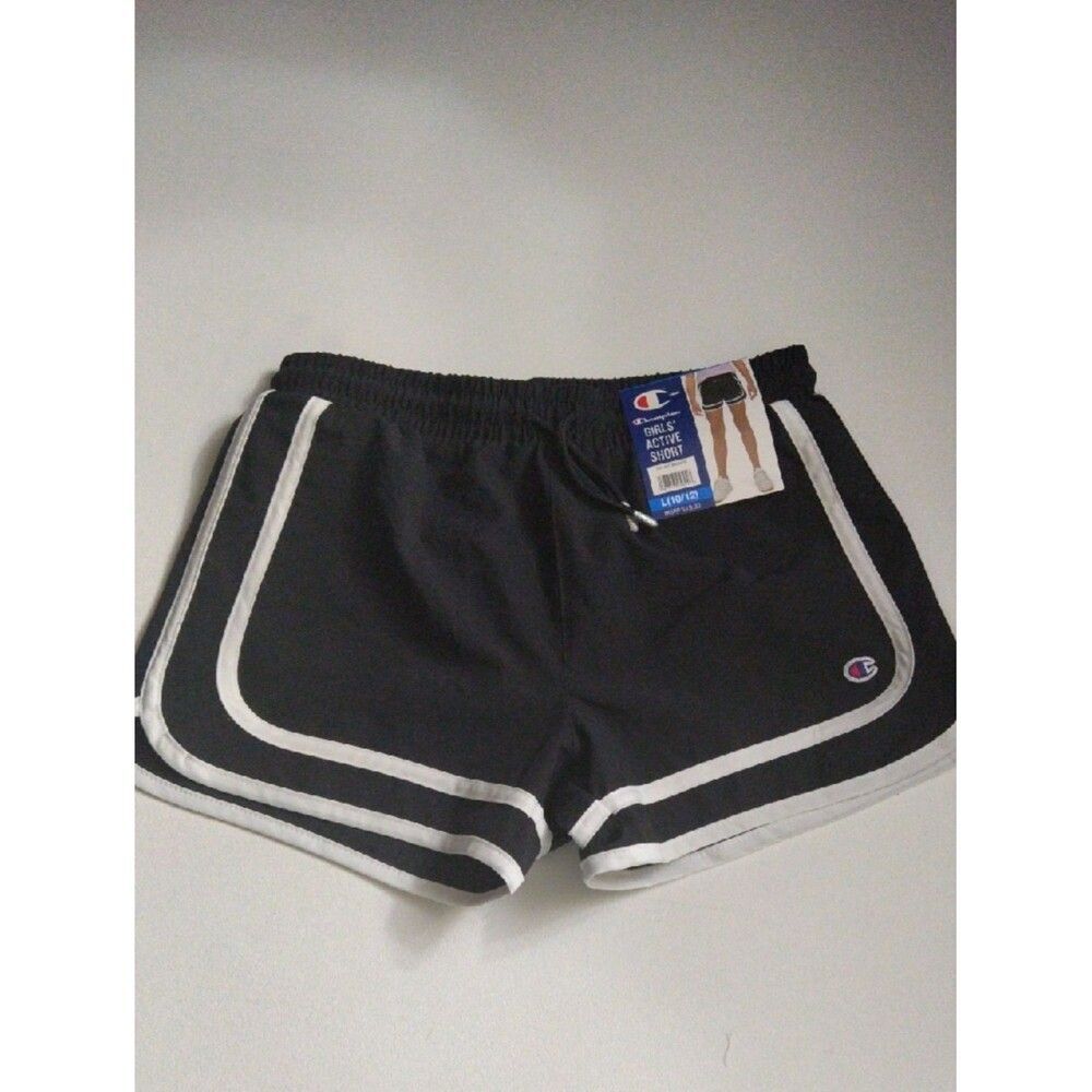 Champion girls Black Athletic Shorts with White Piping New Size L 10/12
